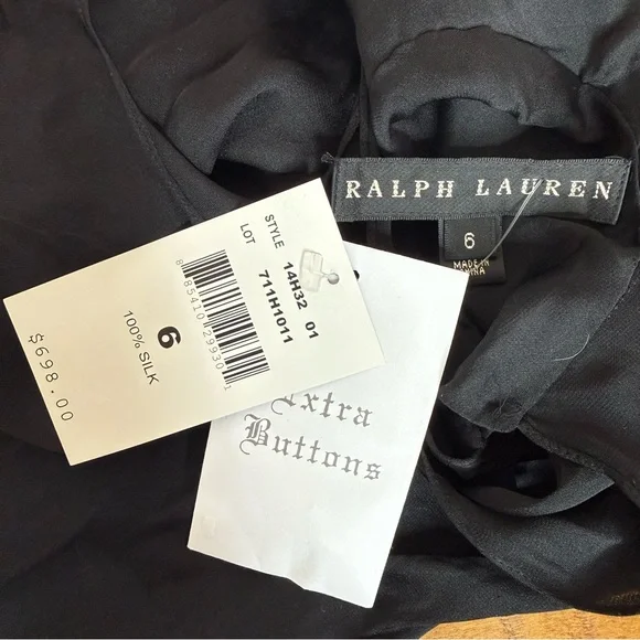 New Ralph Lauren black label Silk black top halter neck rufle sleeveless - Picture 7 of 10